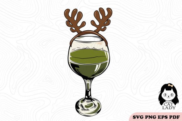Christmas Reindeer Wine Glass SVG PNG