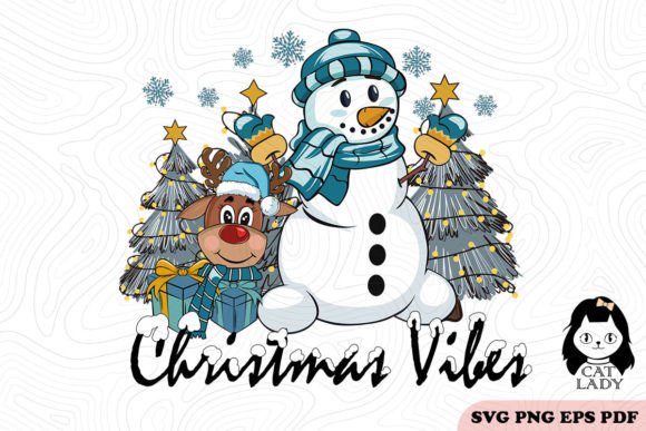 Christmas Vibes with Snowman SVG PNG