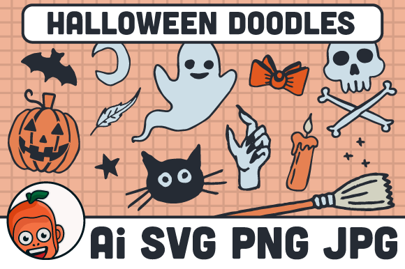 Cute Halloween Witchy Doodles SVG PNG