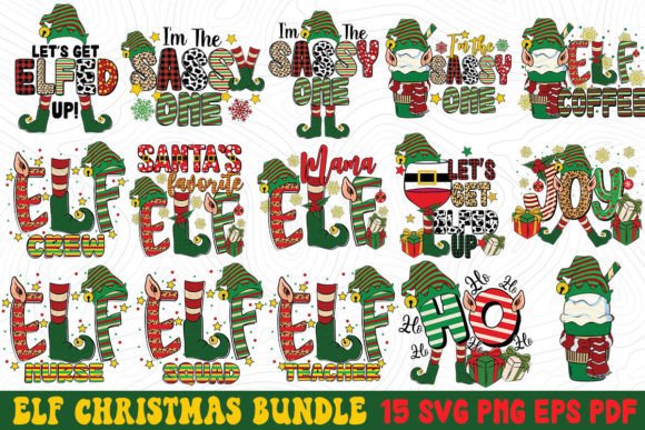 ELF Christmas Quotes SVG PNG Bundle