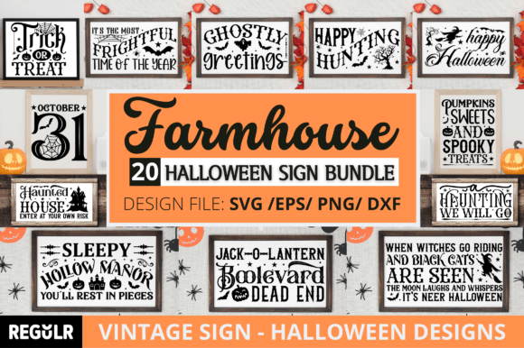 Farmhouse Halloween Round Svg Bundle