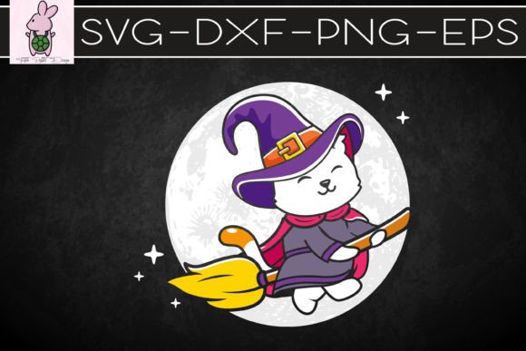 Funny Cat Flying Witch