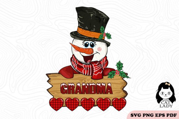 Grandma Snowman 5 to 6 Kids SVG PNG