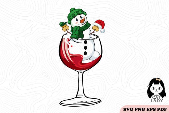 Green Snowman Wine Christmas SVG PNG