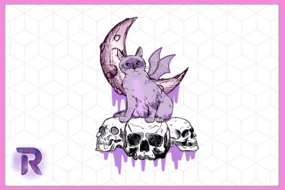 Kawaii Pastel Goth Halloween Cat