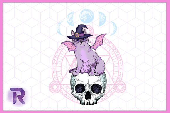 Kawaii Pastel Goth Witchy Cat Skull
