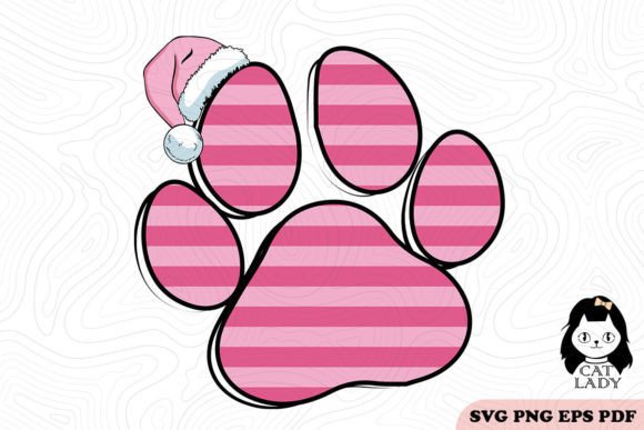 Pink Paw Feet Christmas SVG PNG