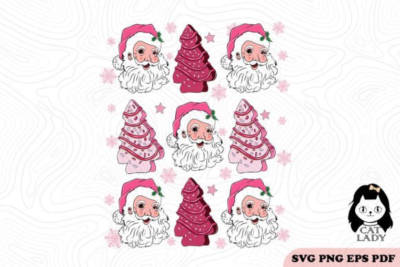 Pink Santa Claus Christmas Cakes SVG PNG