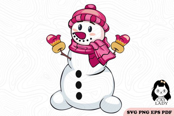 Pink Snowman Christmas SVG PNG
