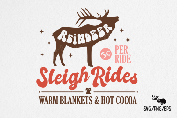 Reindeer Sleigh Ride Christmas Sign SVG