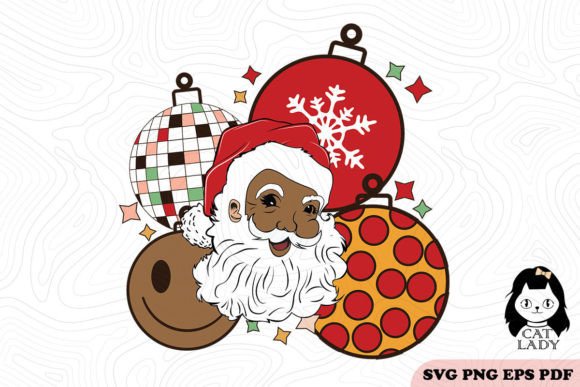 Retro Black Santa Christmas SVG PNG