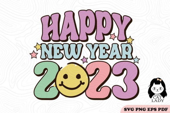 Retro Happy New Year SVG PNG