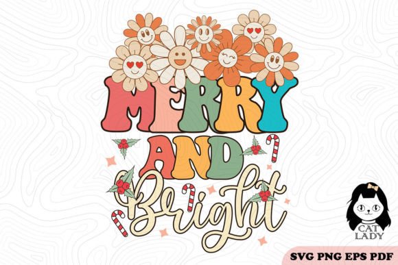 Retro Merry and Bright Christmas SVG PNG