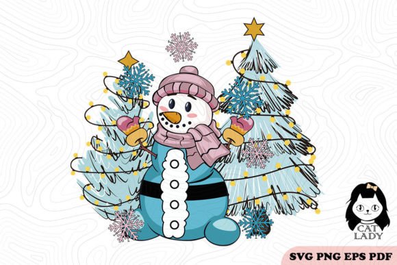 Snowman Christmas Tree Winter SVG PNG
