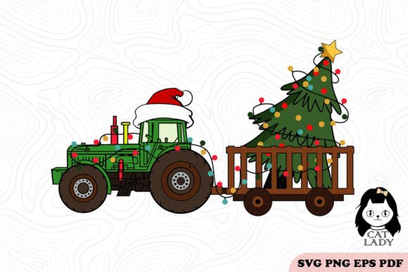 Tractor Farm Christmas SVG PNG